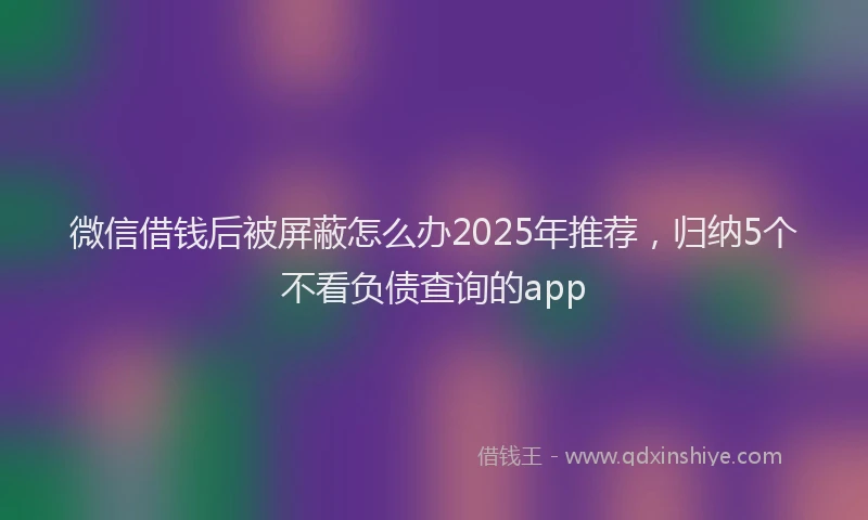 微信借钱后被屏蔽怎么办2025年推荐，归纳5个不看负债查询的app