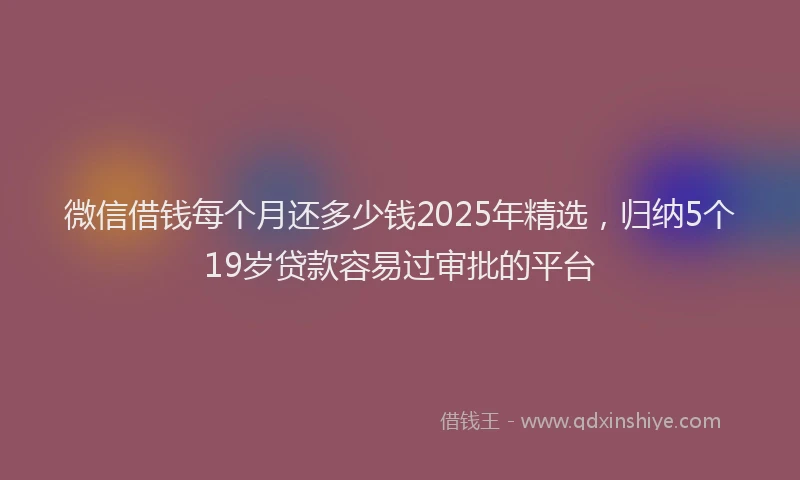 微信借钱每个月还多少钱2025年精选，归纳5个19岁贷款容易过审批的平台
