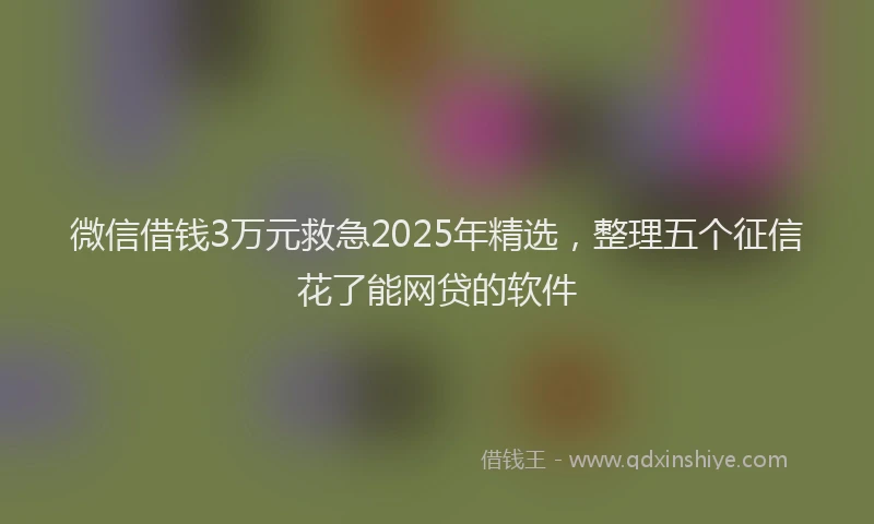 微信借钱3万元救急2025年精选，整理五个征信花了能网贷的软件