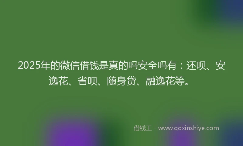2025年的微信借钱是真的吗安全吗有：还呗、安逸花、省呗、随身贷、融逸花等。