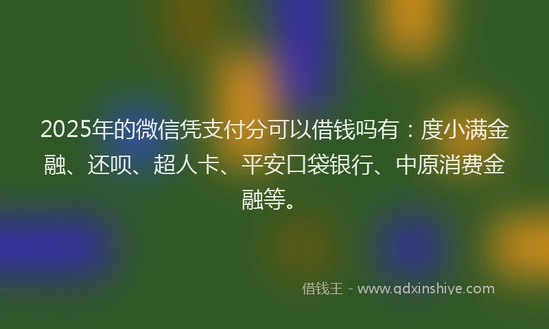 2025年的微信凭支付分可以借钱吗有：度小满金融、还呗、超人卡、平安口袋银行、中原消费金融等。