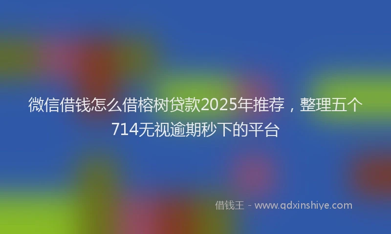 微信借钱怎么借榕树贷款2025年推荐，整理五个714无视逾期秒下的平台