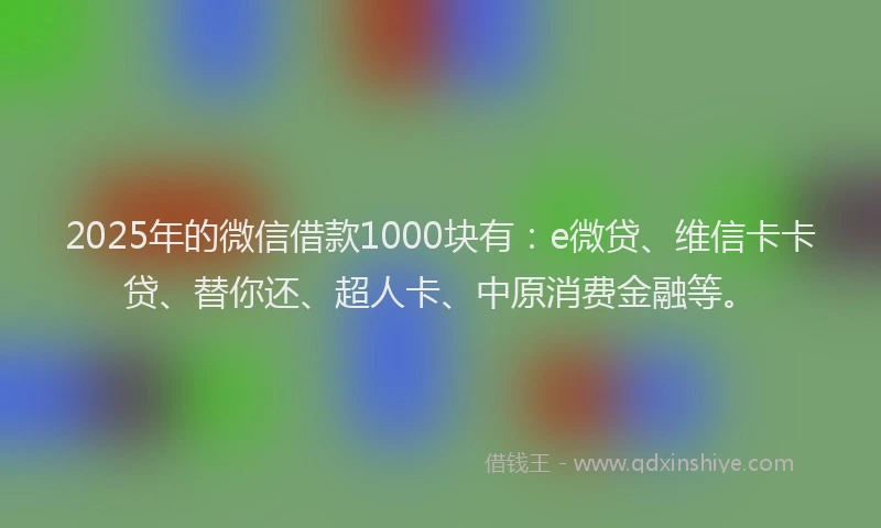 2025年的微信借款1000块有：e微贷、维信卡卡贷、替你还、超人卡、中原消费金融等。