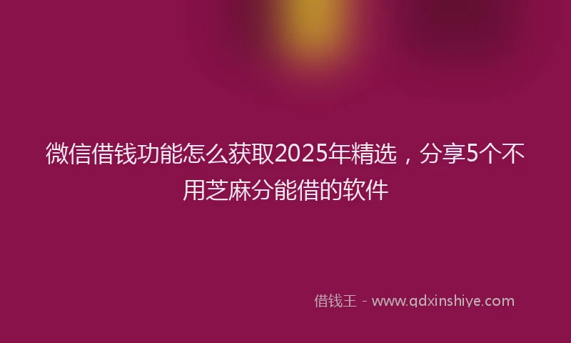 微信借钱功能怎么获取2025年精选，分享5个不用芝麻分能借的软件