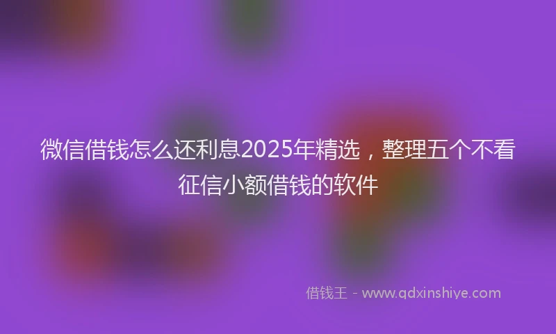 微信借钱怎么还利息2025年精选，整理五个不看征信小额借钱的软件