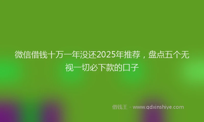 微信借钱十万一年没还2025年推荐，盘点五个无视一切必下款的口子