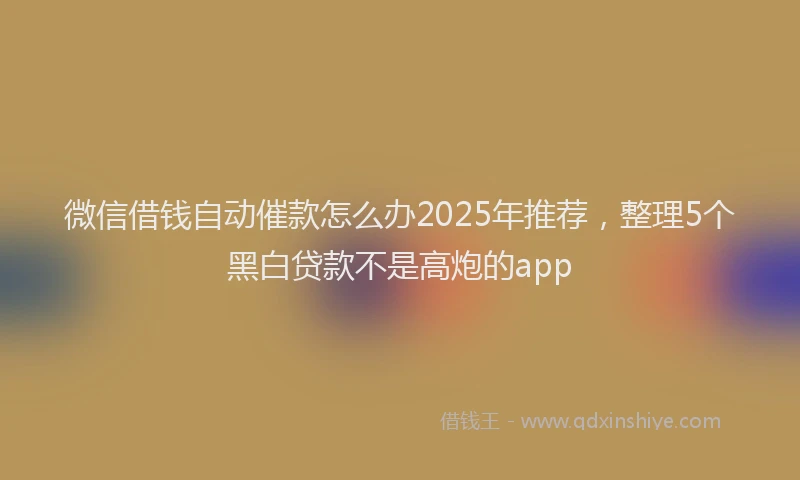 微信借钱自动催款怎么办2025年推荐，整理5个黑白贷款不是高炮的app