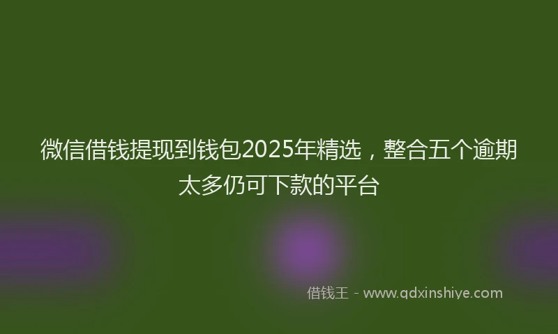 微信借钱提现到钱包2025年精选，整合五个逾期太多仍可下款的平台