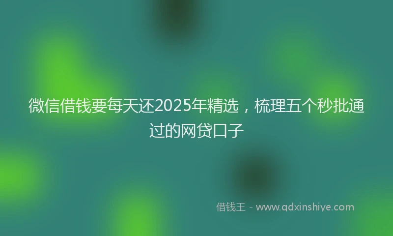 微信借钱要每天还2025年精选，梳理五个秒批通过的网贷口子