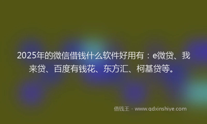 2025年的微信借钱什么软件好用有：e微贷、我来贷、百度有钱花、东方汇、柯基贷等。