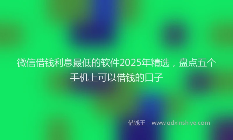 微信借钱利息最低的软件2025年精选，盘点五个手机上可以借钱的口子