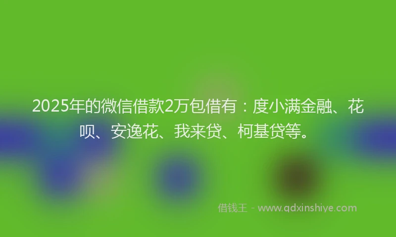 2025年的微信借款2万包借有：度小满金融、花呗、安逸花、我来贷、柯基贷等。