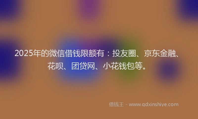 2025年的微信借钱限额有：投友圈、京东金融、花呗、团贷网、小花钱包等。