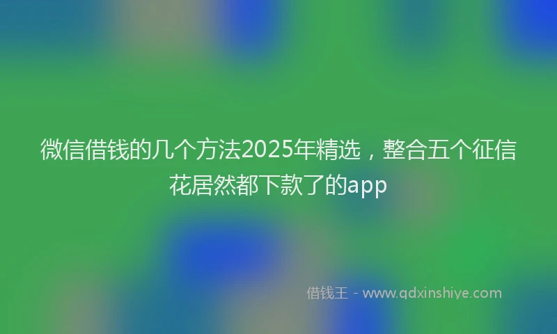 微信借钱的几个方法2025年精选，整合五个征信花居然都下款了的app