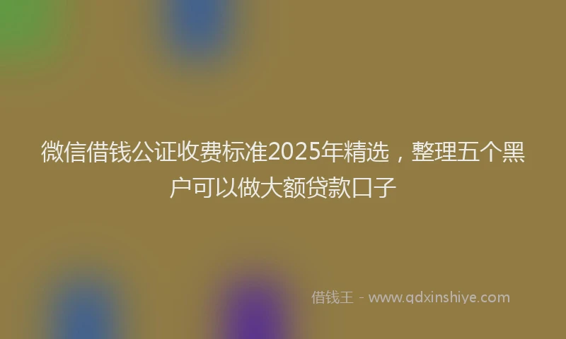 微信借钱公证收费标准2025年精选，整理五个黑户可以做大额贷款口子