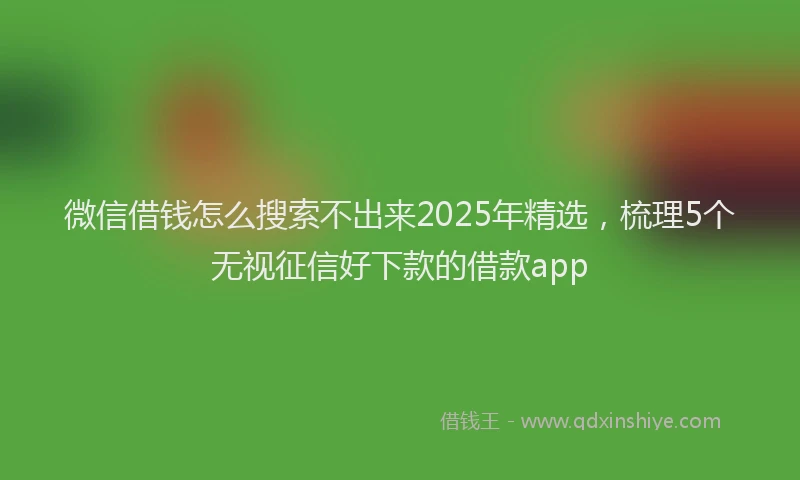 微信借钱怎么搜索不出来2025年精选，梳理5个无视征信好下款的借款app