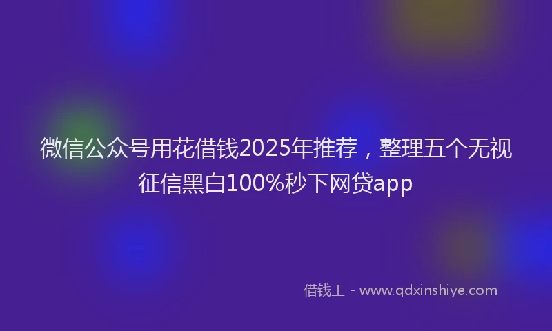 微信公众号用花借钱2025年推荐，整理五个无视征信黑白100%秒下网贷app