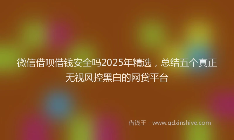 微信借呗借钱安全吗2025年精选，总结五个真正无视风控黑白的网贷平台