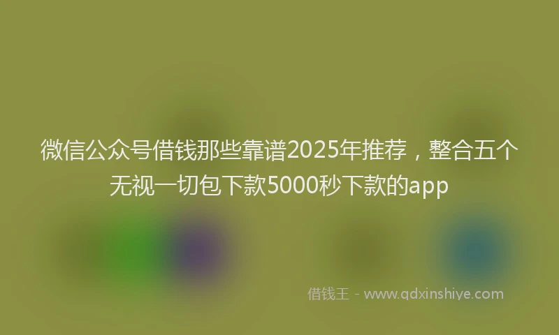 微信公众号借钱那些靠谱2025年推荐，整合五个无视一切包下款5000秒下款的app
