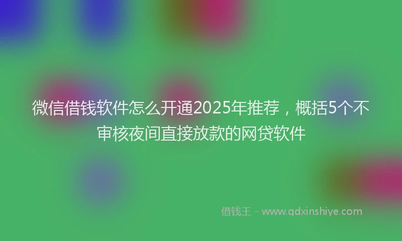 微信借钱软件怎么开通2025年推荐，概括5个不审核夜间直接放款的网贷软件