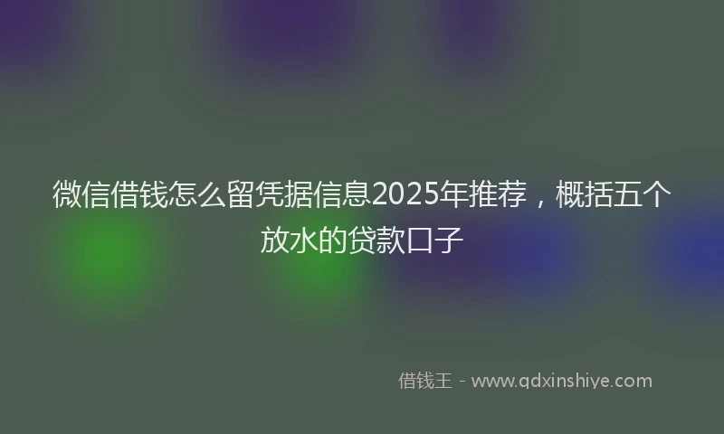 微信借钱怎么留凭据信息2025年推荐，概括五个放水的贷款口子