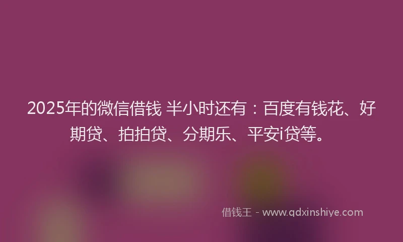 2025年的微信借钱 半小时还有：百度有钱花、好期贷、拍拍贷、分期乐、平安i贷等。
