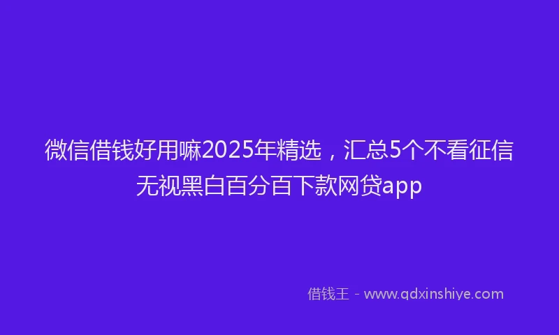 微信借钱好用嘛2025年精选，汇总5个不看征信无视黑白百分百下款网贷app