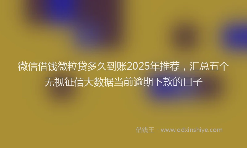 微信借钱微粒贷多久到账2025年推荐，汇总五个无视征信大数据当前逾期下款的口子