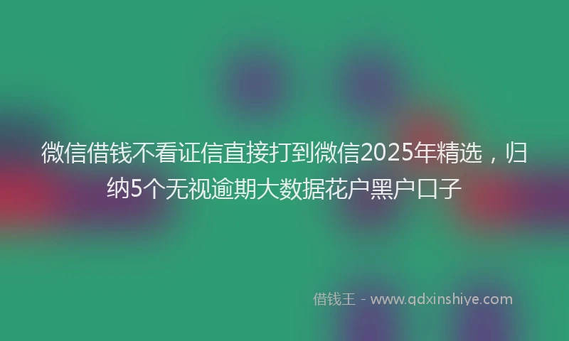 微信借钱不看证信直接打到微信2025年精选，归纳5个无视逾期大数据花户黑户口子