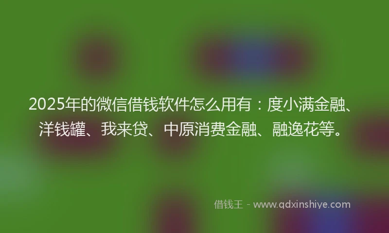 2025年的微信借钱软件怎么用有：度小满金融、洋钱罐、我来贷、中原消费金融、融逸花等。