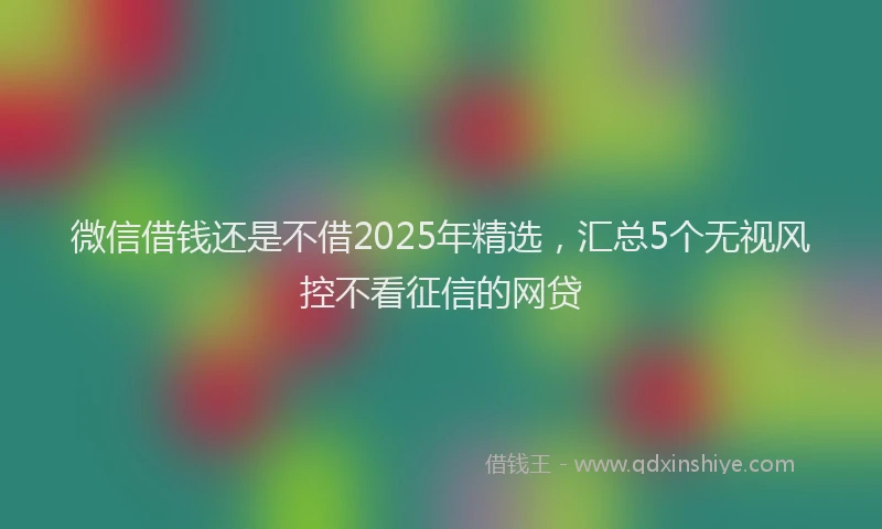 微信借钱还是不借2025年精选，汇总5个无视风控不看征信的网贷