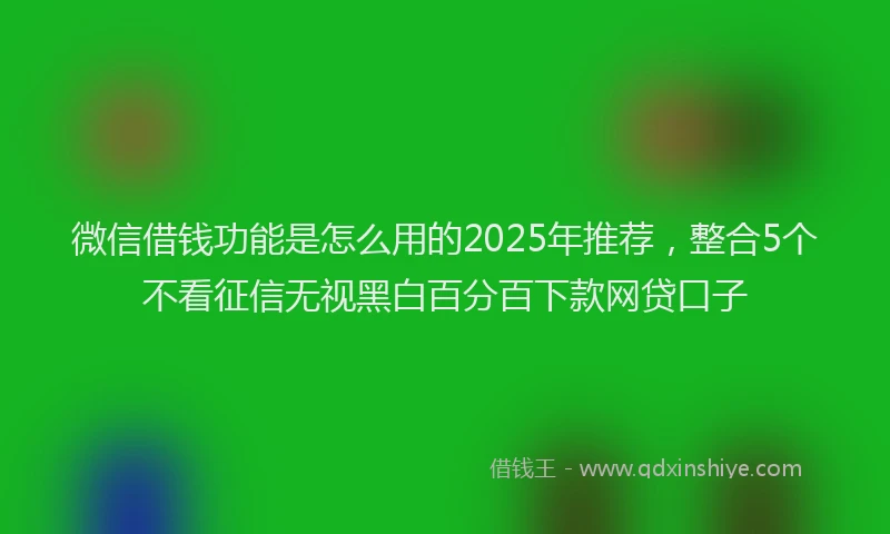 微信借钱功能是怎么用的2025年推荐，整合5个不看征信无视黑白百分百下款网贷口子