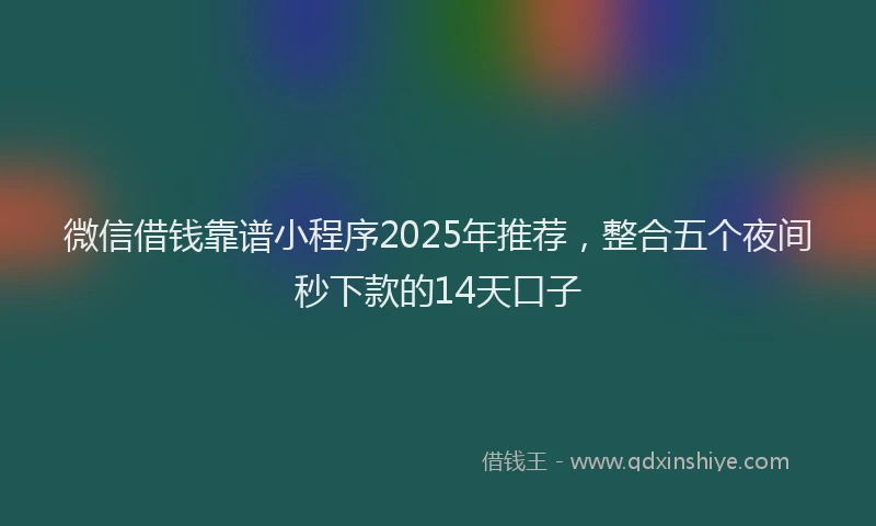 微信借钱靠谱小程序2025年推荐，整合五个夜间秒下款的14天口子