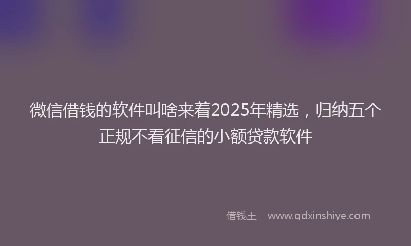 微信借钱的软件叫啥来着2025年精选，归纳五个正规不看征信的小额贷款软件