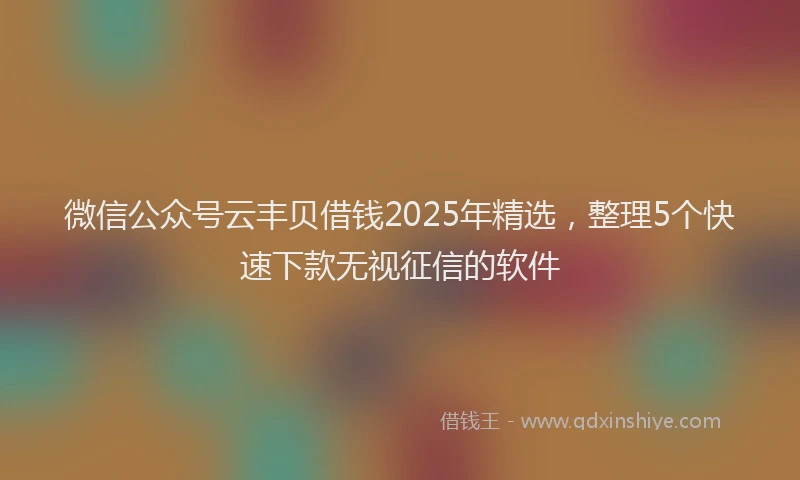 微信公众号云丰贝借钱2025年精选，整理5个快速下款无视征信的软件