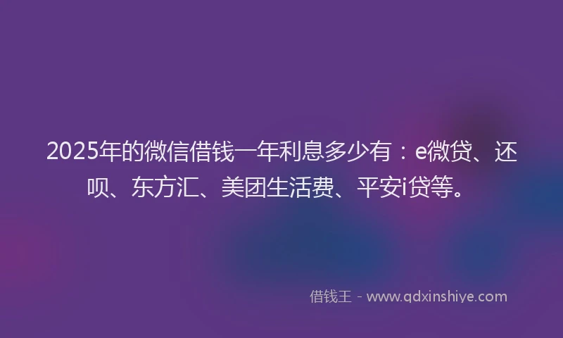 2025年的微信借钱一年利息多少有：e微贷、还呗、东方汇、美团生活费、平安i贷等。