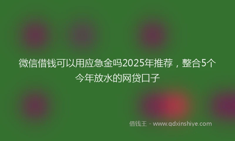 微信借钱可以用应急金吗2025年推荐，整合5个今年放水的网贷口子