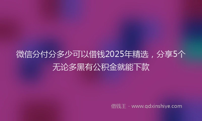 微信分付分多少可以借钱2025年精选，分享5个无论多黑有公积金就能下款