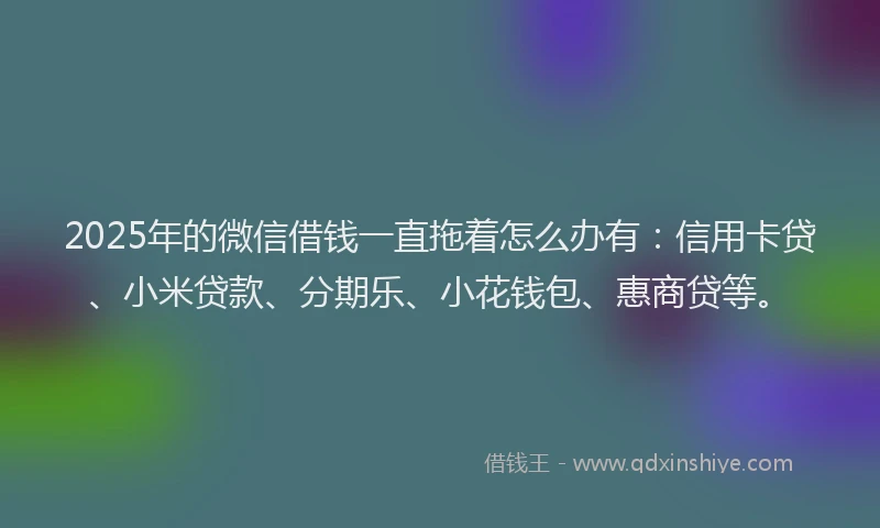 2025年的微信借钱一直拖着怎么办有：信用卡贷、小米贷款、分期乐、小花钱包、惠商贷等。
