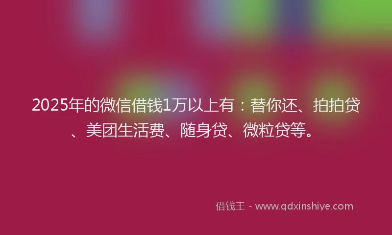 2025年的微信借钱1万以上有：替你还、拍拍贷、美团生活费、随身贷、微粒贷等。