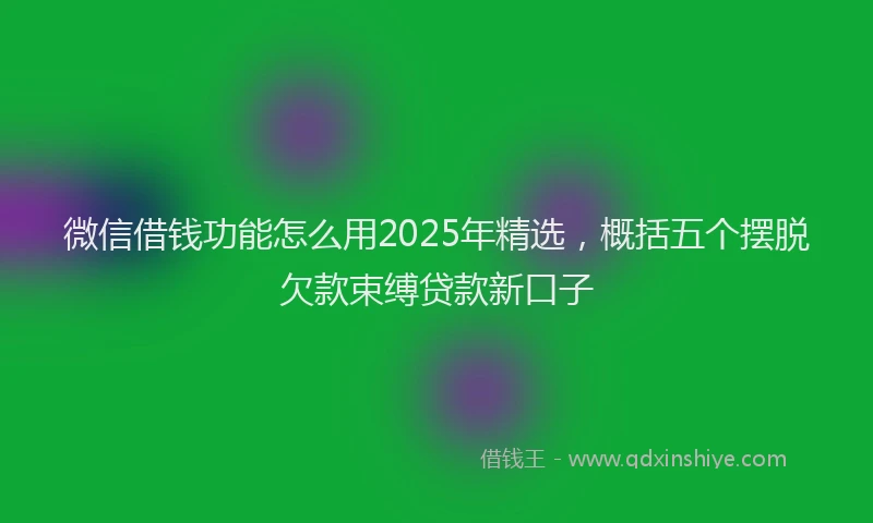 微信借钱功能怎么用2025年精选，概括五个摆脱欠款束缚贷款新口子