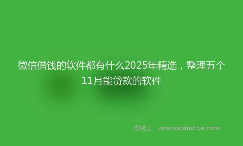 微信借钱的软件都有什么2025年精选，整理五个11月能贷款的软件