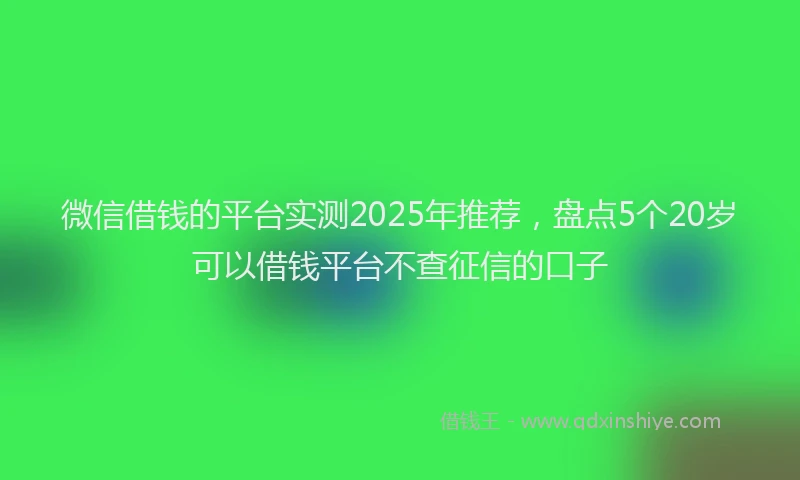 微信借钱的平台实测2025年推荐，盘点5个20岁可以借钱平台不查征信的口子
