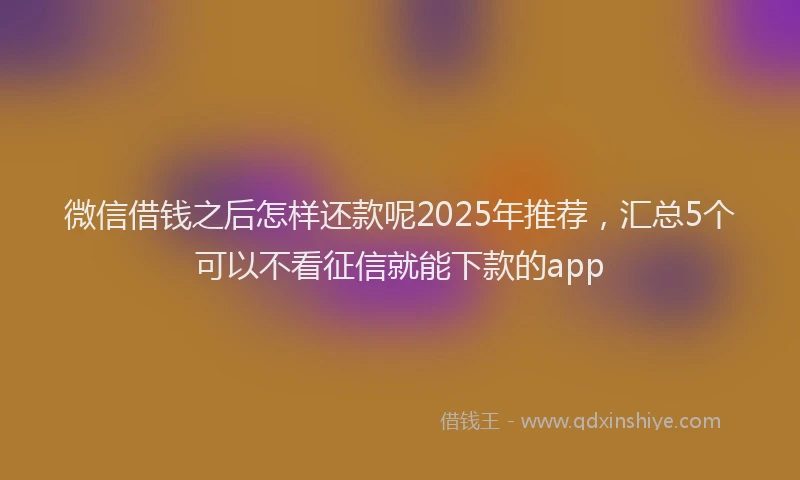 微信借钱之后怎样还款呢2025年推荐，汇总5个可以不看征信就能下款的app