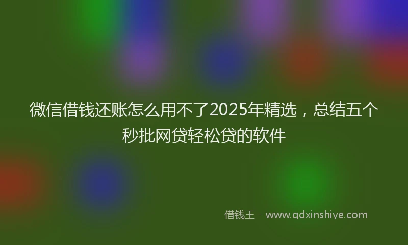 微信借钱还账怎么用不了2025年精选，总结五个秒批网贷轻松贷的软件