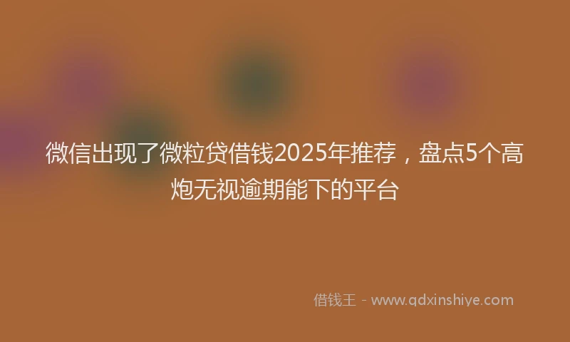 微信出现了微粒贷借钱2025年推荐，盘点5个高炮无视逾期能下的平台