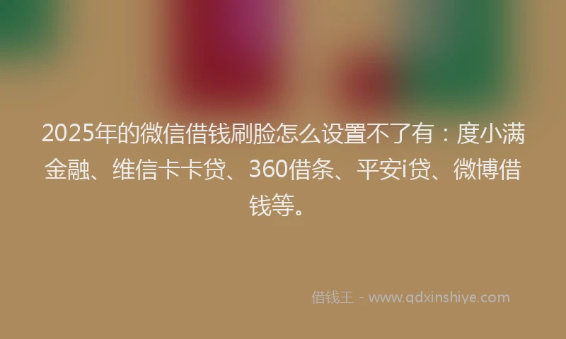 2025年的微信借钱刷脸怎么设置不了有：度小满金融、维信卡卡贷、360借条、平安i贷、微博借钱等。