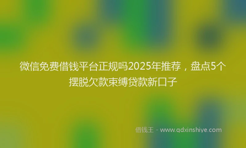 微信免费借钱平台正规吗2025年推荐，盘点5个摆脱欠款束缚贷款新口子