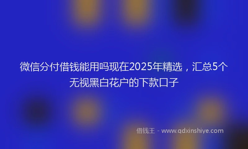 微信分付借钱能用吗现在2025年精选，汇总5个无视黑白花户的下款口子