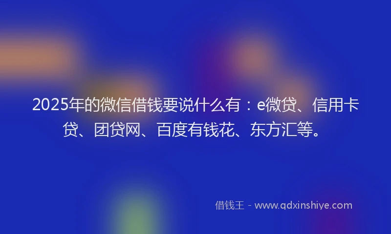 2025年的微信借钱要说什么有：e微贷、信用卡贷、团贷网、百度有钱花、东方汇等。